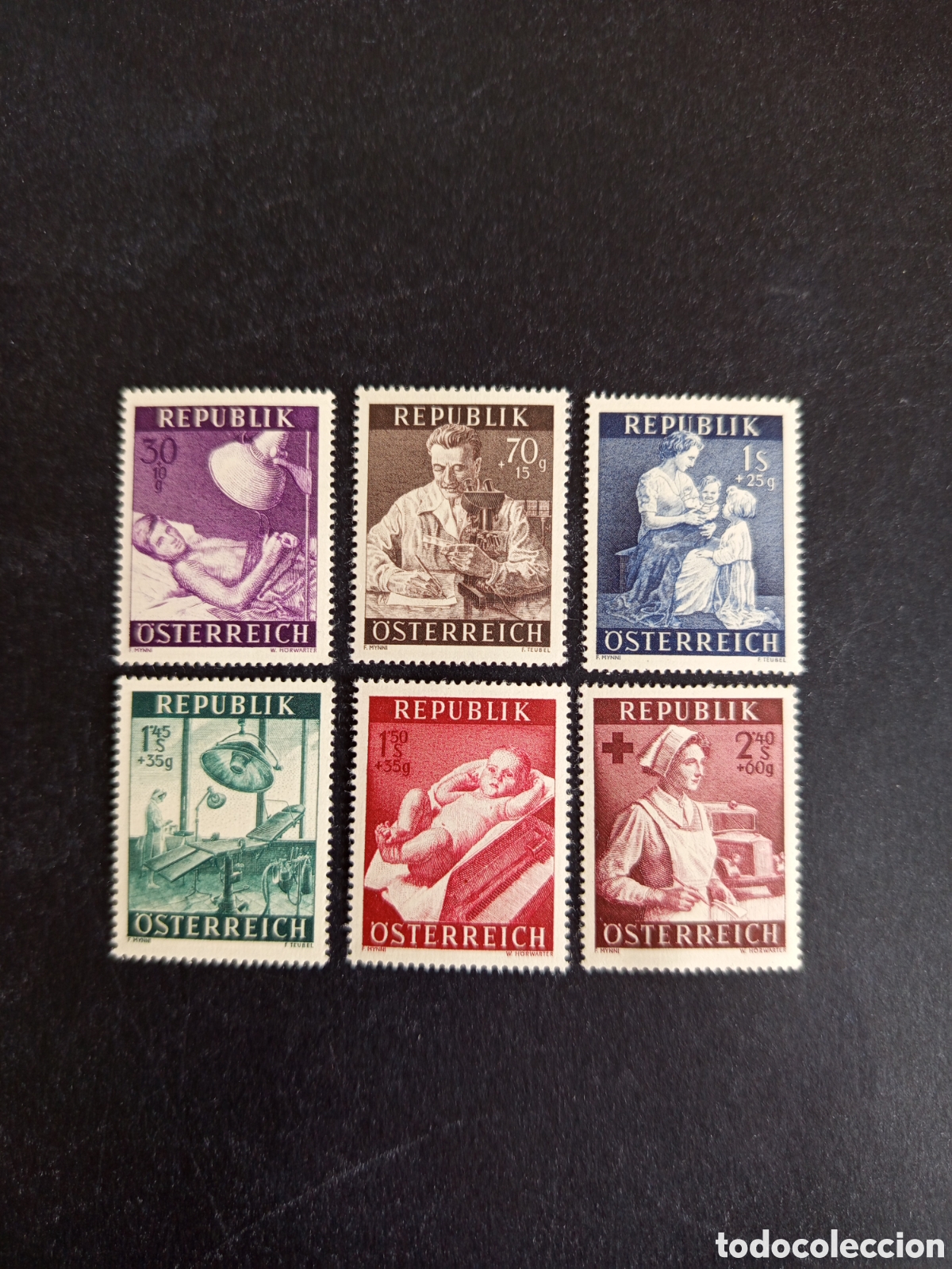 Sellos: AUSTRIA, 1954. PRO SANIDAD P&Uacute;BLICA. YVERT 832/7. PEDIDO M&Iacute;NIMO 3 &euro;. VER FOTOS .