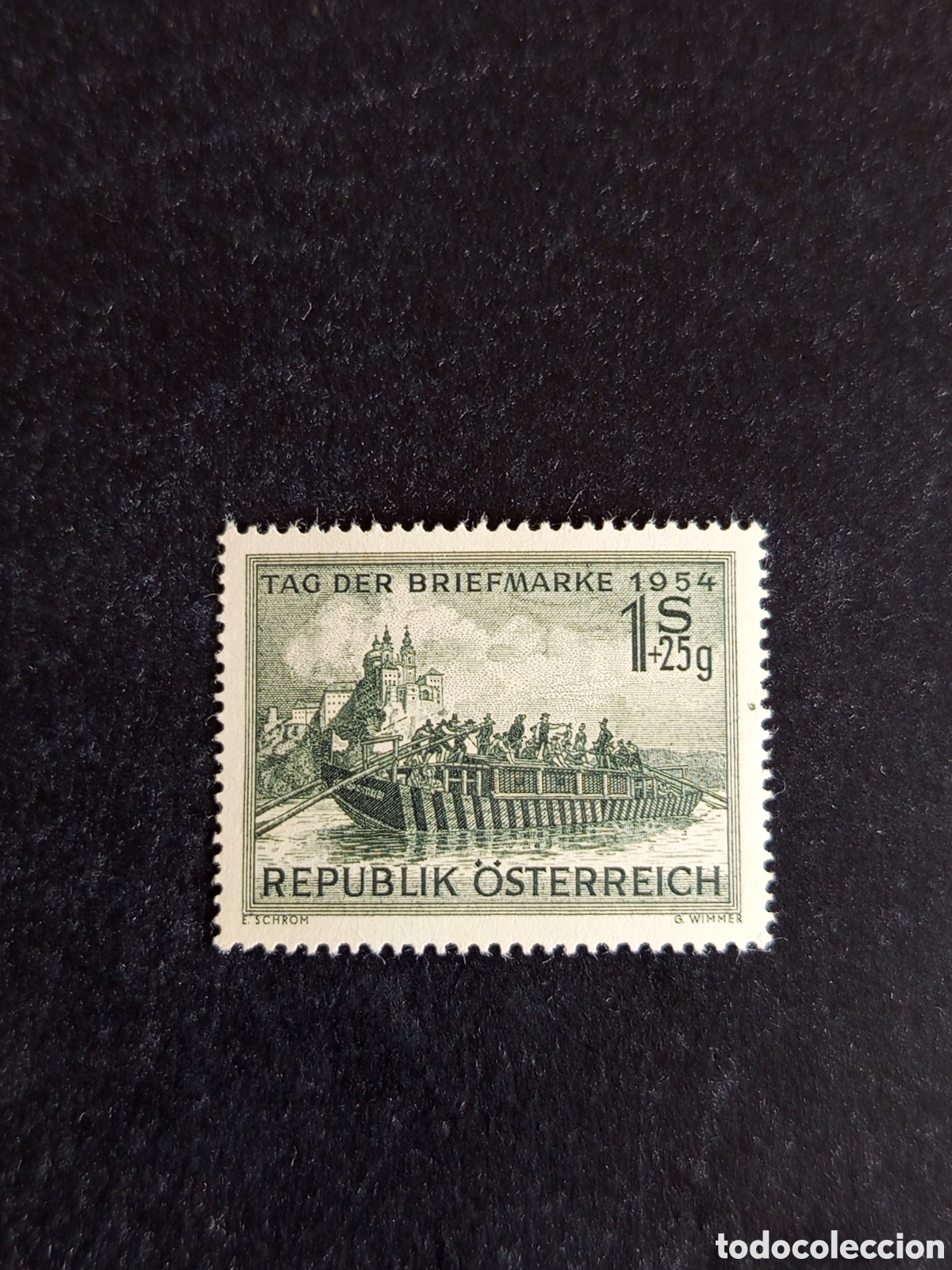 Sellos: AUSTRIA, 1954. DIA DEL SELLO.BARCO FLUVIAL SIGLO XVIII. YVERT 843. PEDIDO M&Iacute;NIMO 3 &euro;. VER FOTOS .