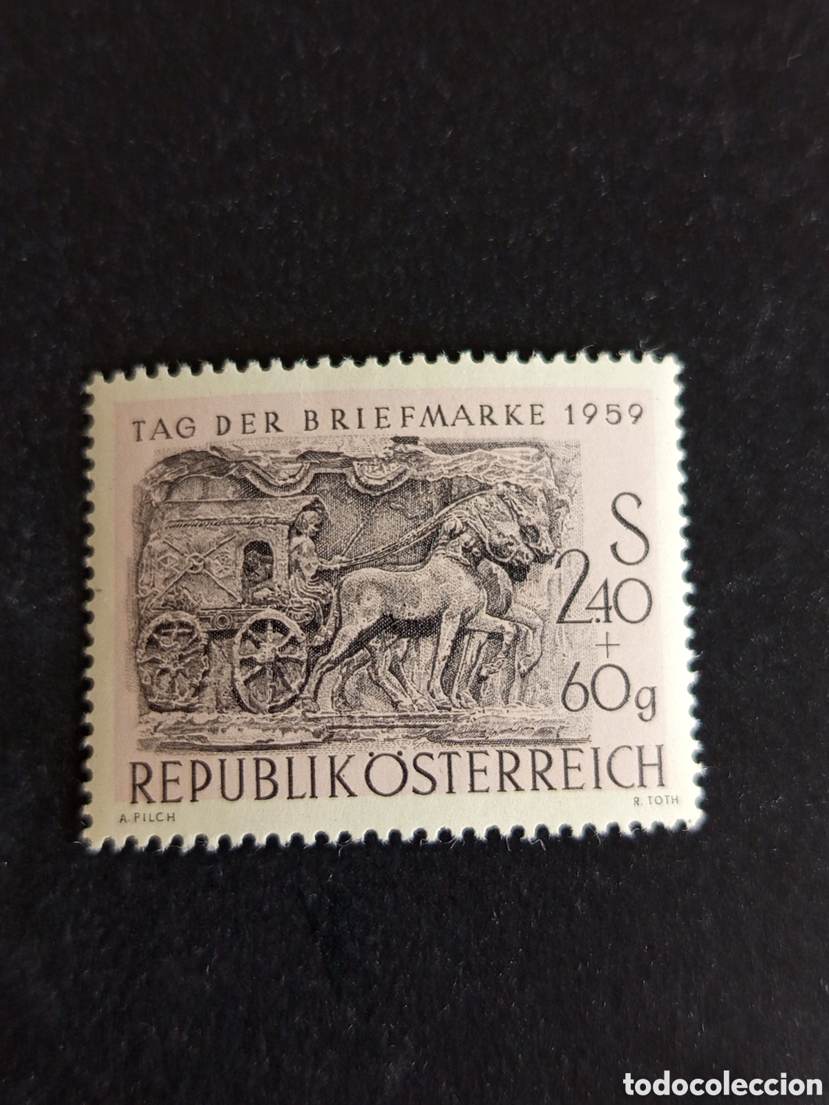 Sellos: AUSTRIA, 1959. DIA DEL SELLO. CARRO ROMANO. YVERT 914. PEDIDO M&Iacute;NIMO 3 &euro;. VER FOTOS .