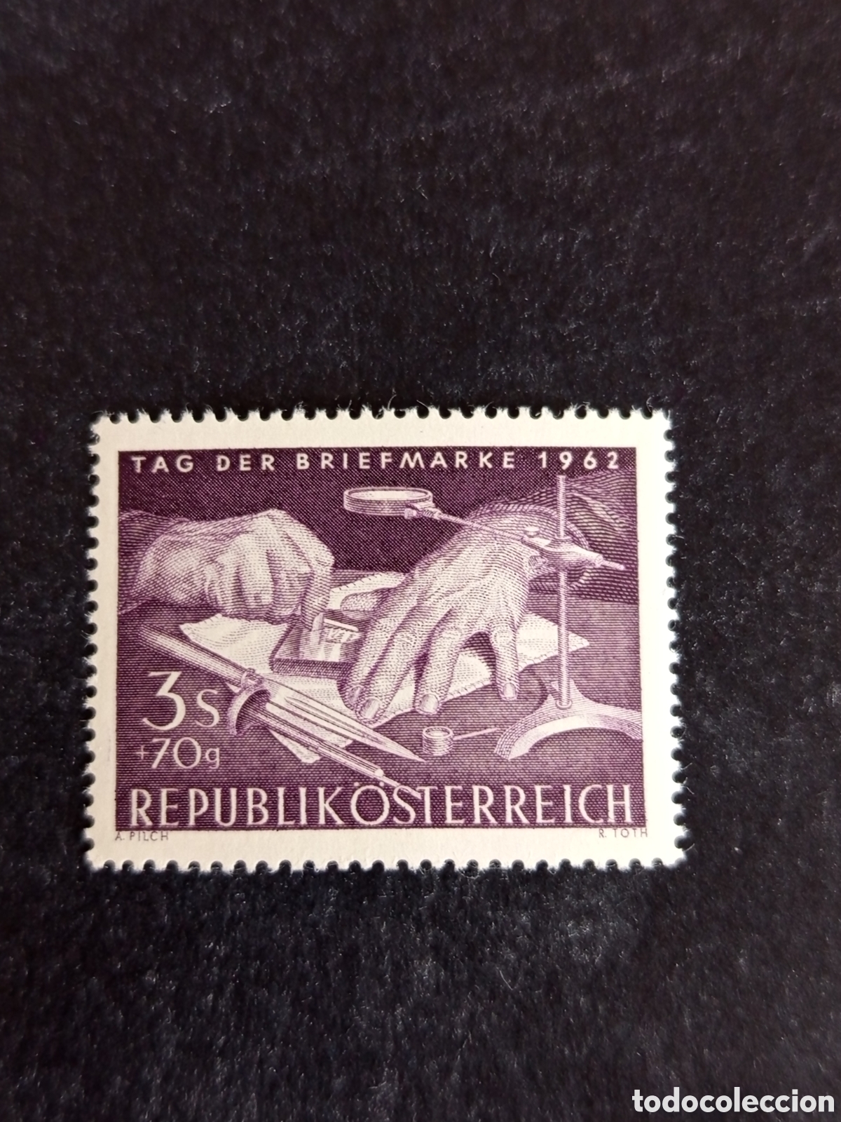 Sellos: AUSTRIA, 1962. DIA DEL SELLO. GRABADOR. YVERT 965. PEDIDO M&Iacute;NIMO 3 &euro;. VER FOTOS .
