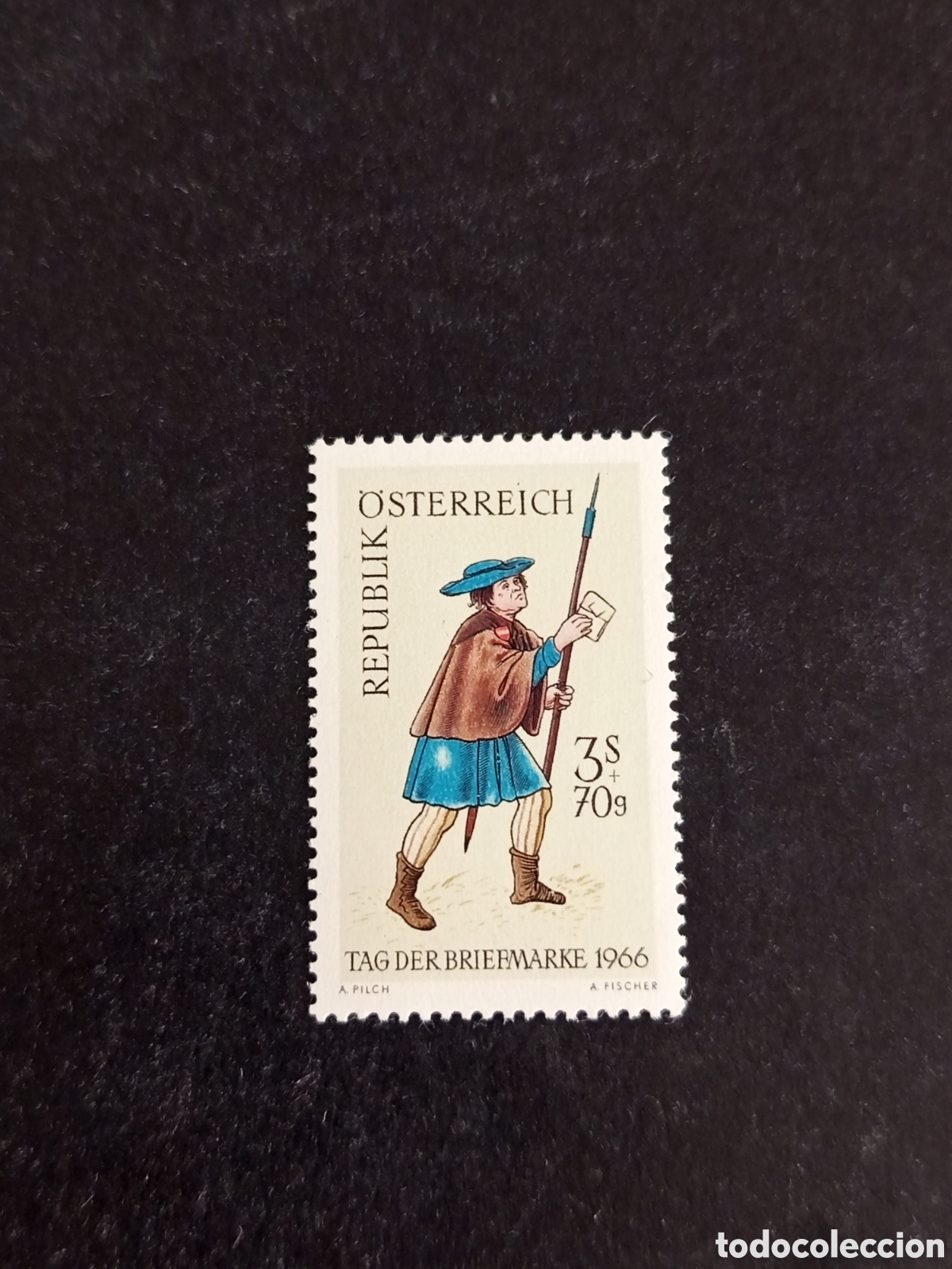Sellos: AUSTRIA, 1966. D&iacute;A DEL SELLO. MENSAJERO SOBRE EL 1500. YVERT 1064. PEDIDO M&Iacute;NIMO 3 &euro;. VER FOTOS .