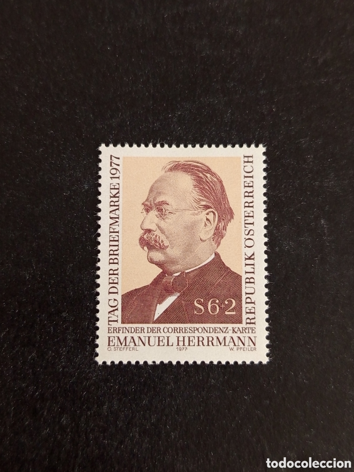 Sellos: AUSTRIA, 1977. D&Iacute;A DEL SELLO. ENMANUEL HERMANN. YVERT 1392. PEDIDO M&Iacute;NIMO 3 &euro;. VER FOTOS.