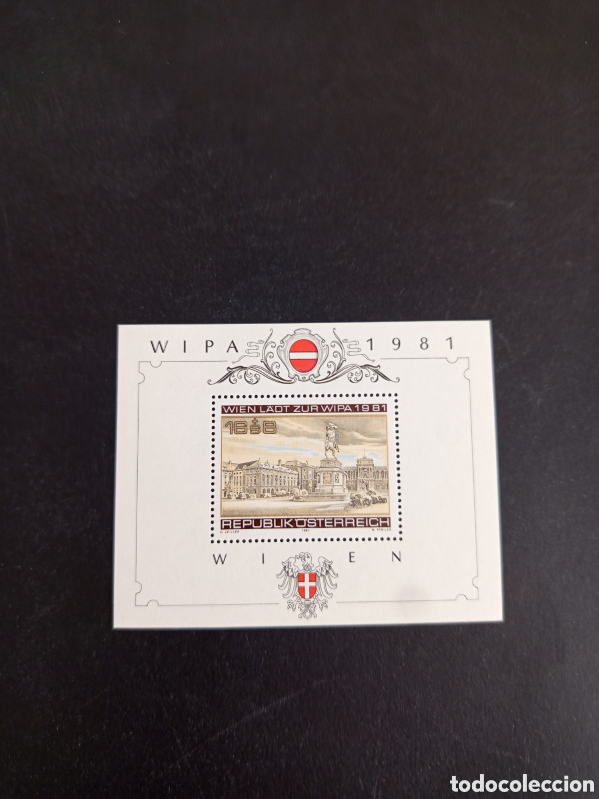 Sellos: AUSTRIA, 1981. WIPA. MONUMENTO. PLAZA LOS HEROES. YVERT HB 10. PEDIDO M&Iacute;NIMO 3 &euro;. VER FOTOS.