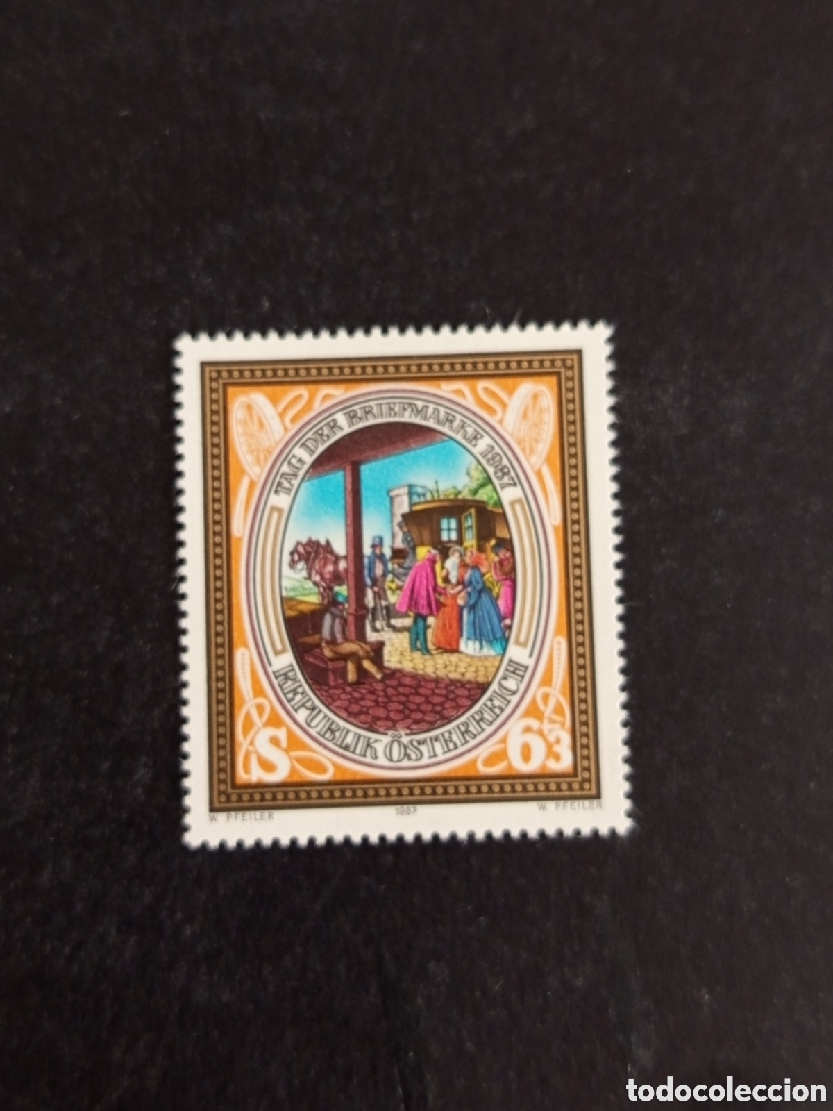 Sellos: AUSTRIA, 1987. D&Iacute;A DEL SELLO. DILIGENCIA POSTAL. YVERT 1736. PEDIDO M&Iacute;NIMO 3 &euro;. VER FOTOS.