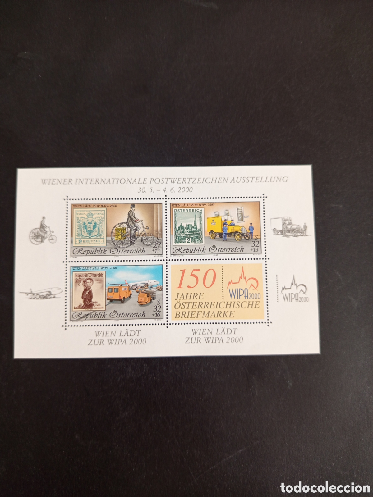 Sellos: AUSTRIA, 2090. WIPA'2000. VEHICULOS POSTALES. YVERT HB 18. PEDIDO M&Iacute;NIMO 3 &euro;. VER FOTOS .