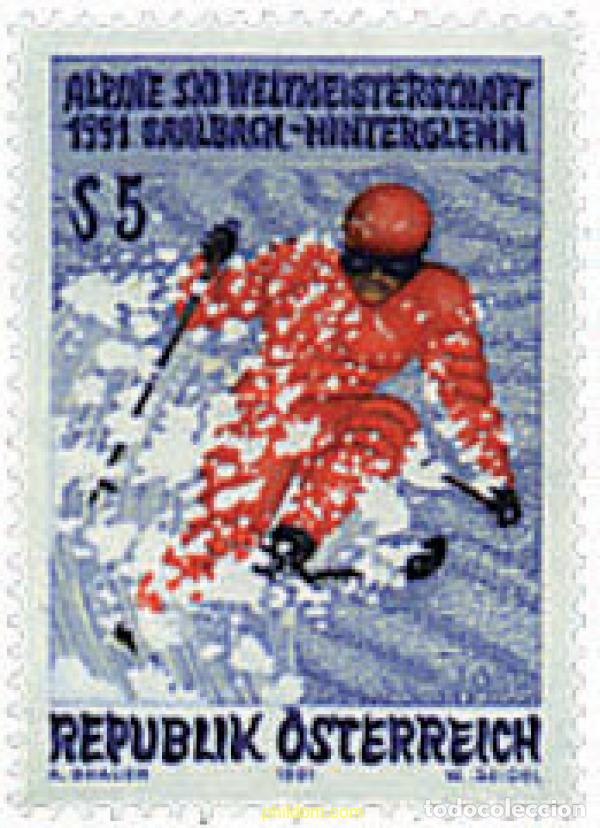 Sellos: 69223 MNH AUSTRIA 1991 CAMPEONATOS DEL MUNDO DE ESQUI ALPINO EN SAALBACH-HINTERGLEMM