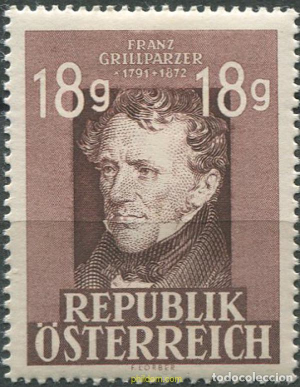 Sellos: 686188 MNH AUSTRIA 1947 75 ANIVERSARIO DE LA MUERTE DE FRANZ GRILLPARZER, GRABADO