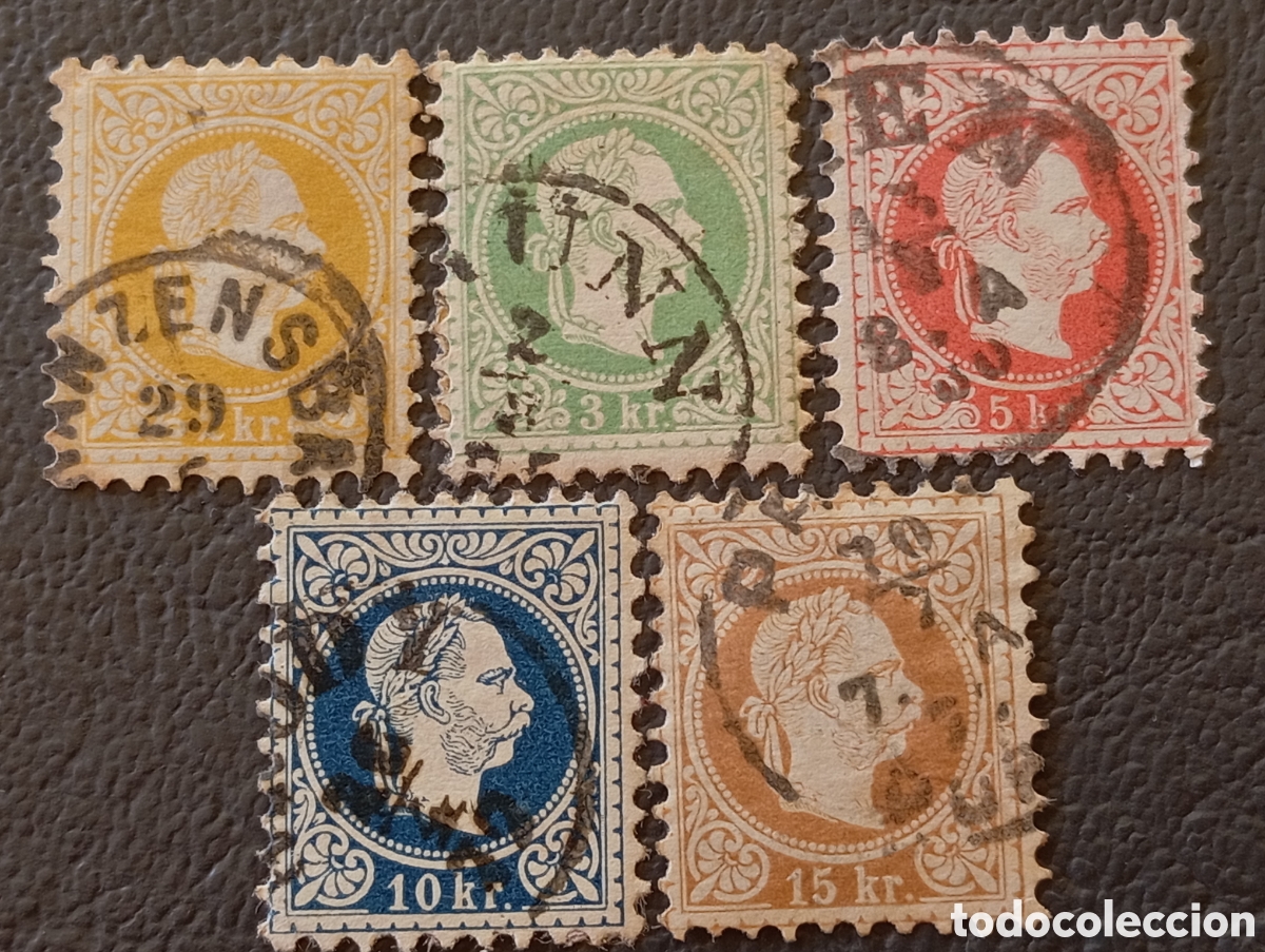 Sellos: Austria 1867/74 &middot; Francisco Jos&eacute; I &middot; Serie 5v &middot; 2+3+5+10+15 Kr &middot; Michel 35-39 &middot; Usado