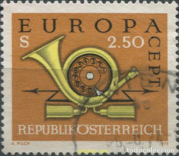 Sellos: 673930 USED AUSTRIA 1973 EUROPA CEPT. CORNETA POSTAL