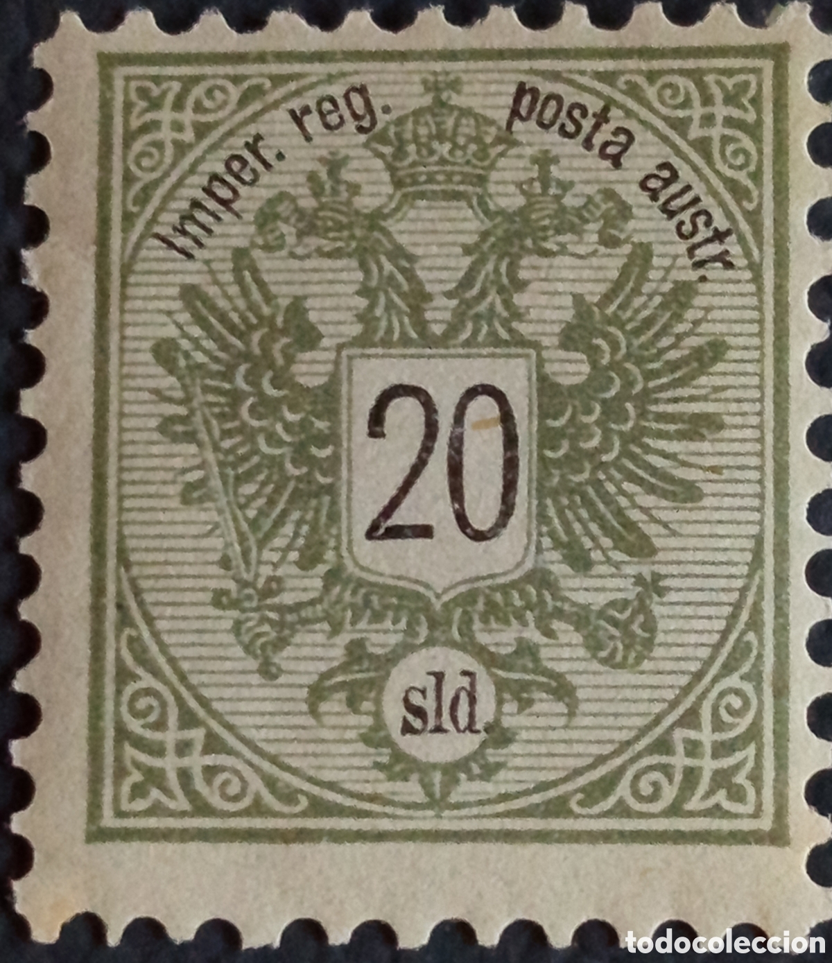 Sellos: Austria Levante 1883, 20 soldi oliva, MNH, Michel LEV13