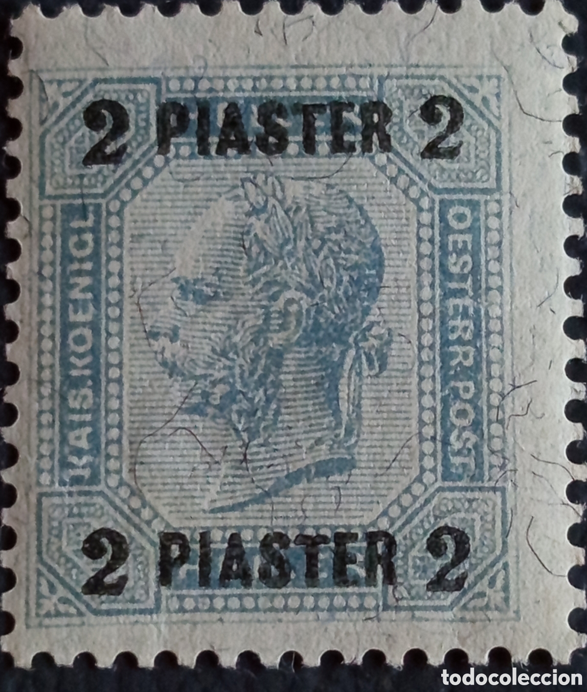 Sellos: Austria Levante 1890 Franz Josef 2 Piaster Azul Sobreimpresi&oacute;n MNH Michel LEV27