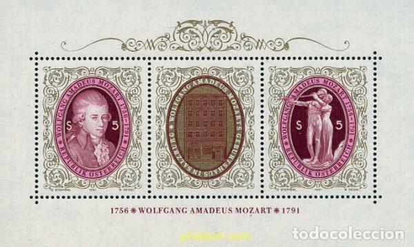 Sellos: 121105 MNH AUSTRIA 1991 BICENTENARIO DE LA MUERTE DE W. A. MOZART