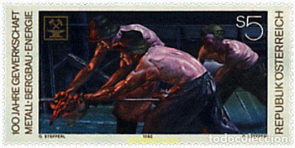 Sellos: 121058 MNH AUSTRIA 1990 CENTENARIO DE LA ORGANIZACION SINDICAL &rdquo;METAL-MINAS-INDUSTRIA SIDERURGICA&rdquo;