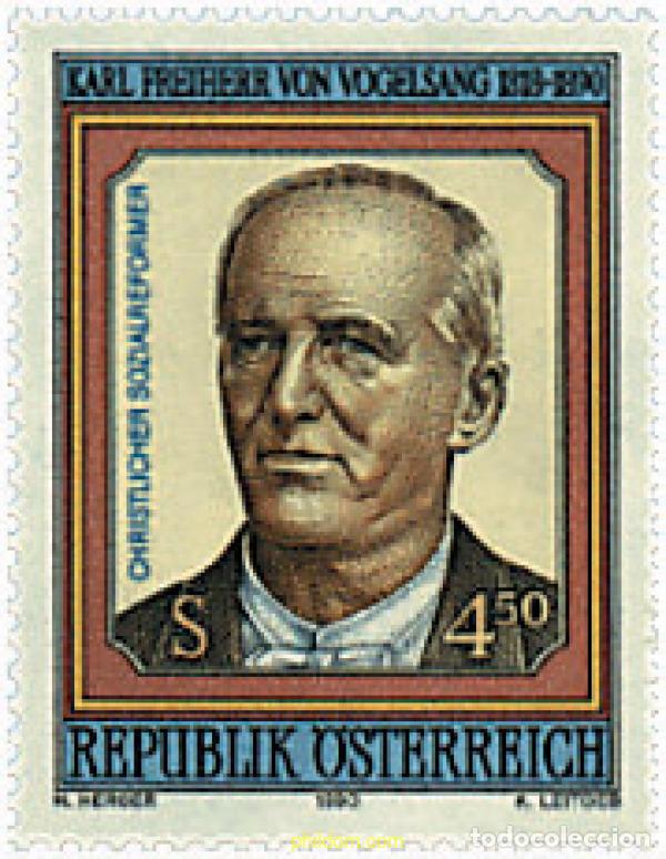 Sellos: 121057 MNH AUSTRIA 1990 CENTENARIO DE LA MUERTE DE KARL FREIHERR VON VOGELSANG