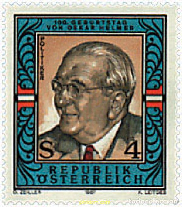 Sellos: 120914 MNH AUSTRIA 1987 CENTENARIO DEL NACIMIENTO DE OSKAR HELMER