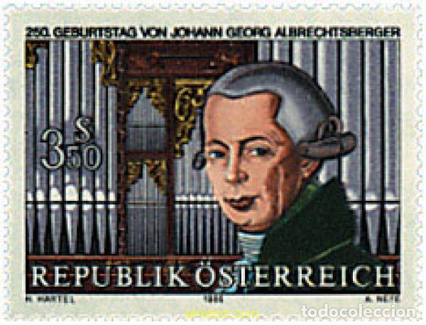 Sellos: 69183 MNH AUSTRIA 1986 250 ANIVERSARIO DEL NACIMIENTO DE JOHANN GEORG ALBRECHTSBERGER