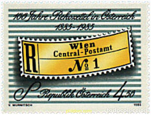 Sellos: 120662 MNH AUSTRIA 1985 CENTENARIO DE LA ETIQUETA DE RECOMENDACION DEL CORREO AUSTRIACO