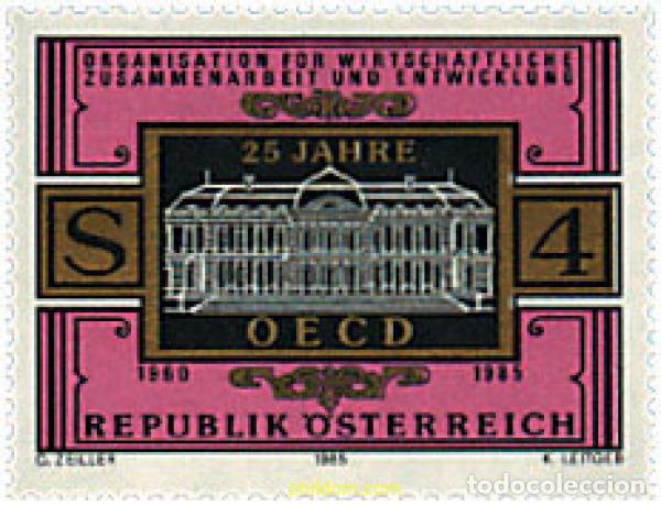 Sellos: 120713 MNH AUSTRIA 1985 25 ANIVERSARIO DE LA ORGANIZACION DE COOPERACION Y DESARROLLO ECONOMICO
