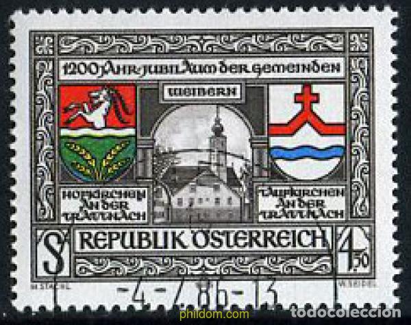 Sellos: 203502 USED AUSTRIA 1985 1200 ANIVERSARIO DE HOLFKIRCHEN, TAUFKIRCHEN, TRATTNACH Y WEIBERN