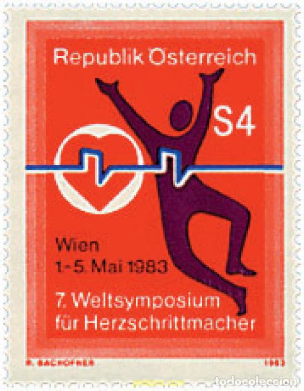 Timbres: 120443 MNH AUSTRIA 1983 7 SIMPOSIUM MUNDIAL SOBRE LOS ESTIMULADORES CARDIACOS