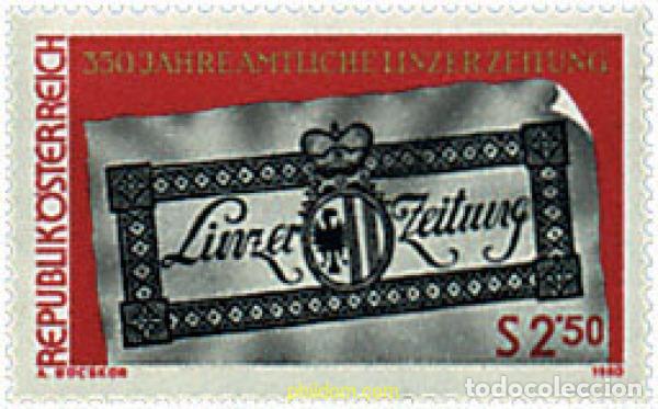 Sellos: 120259 MNH AUSTRIA 1980 350 ANIVERSARIO DEL DIARIO OFICIAL DE LA CIUDAD DE LINZ