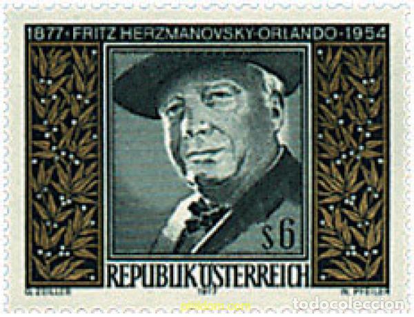 Sellos: 69094 MNH AUSTRIA 1977 CENTENARIO DEL NACIMIENTO DE FRITZ HERZMANOVSKY-ORLANDO