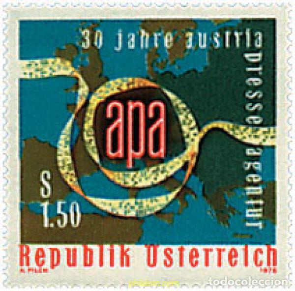 Sellos: 69072 MNH AUSTRIA 1976 30 ANIVERSARIO DE LA AGENCIA DE PRENSA AUSTRIACA