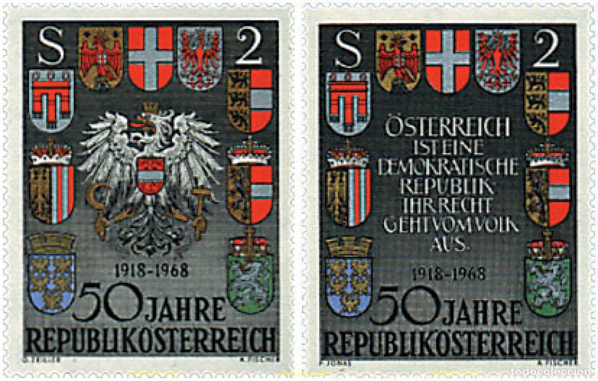Stamps: 627116 MNH AUSTRIA 1968 50 ANIVERSARIO DE LA REPUBLICA