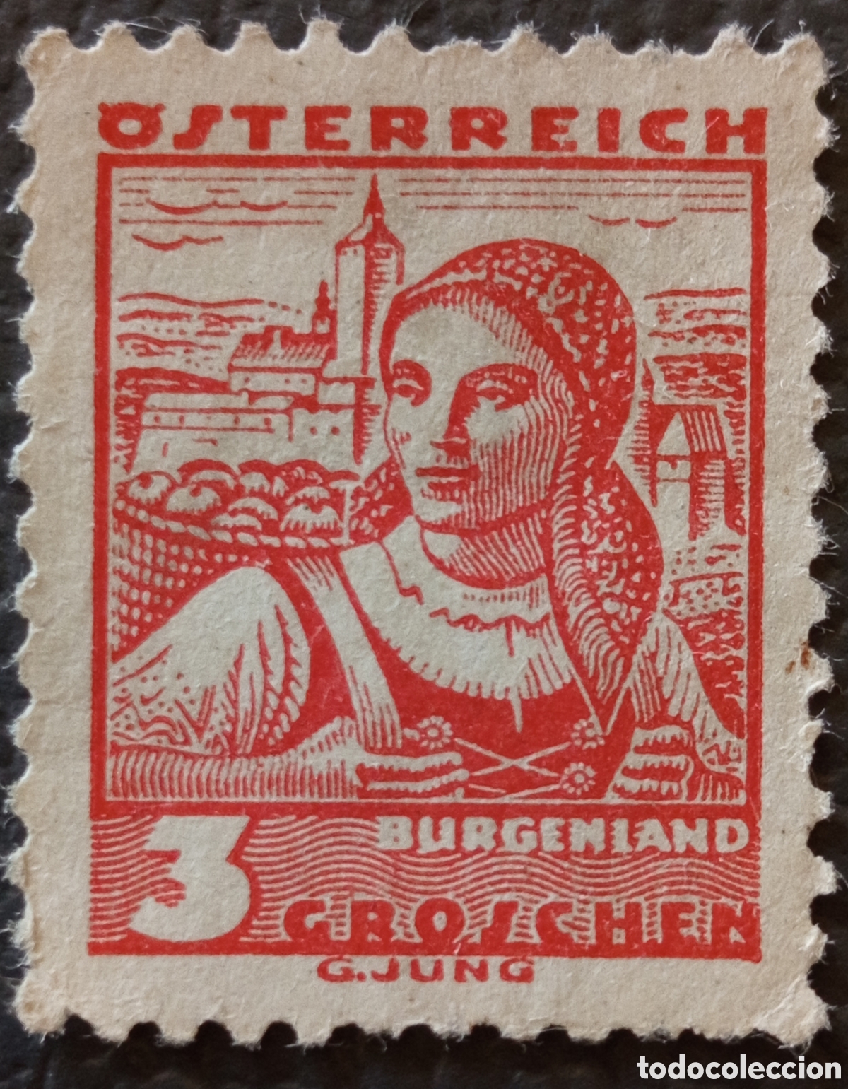 Sellos: Austria 1934 3 Groschen Rojo Burgenland Traje Scott 336 Mi 530 MH
