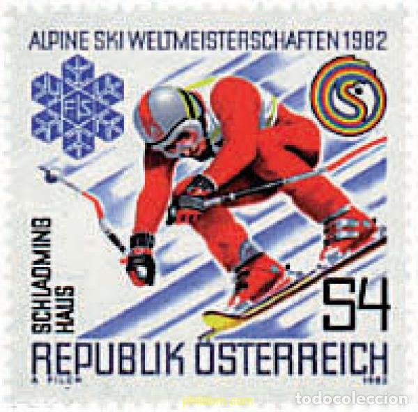 Sellos: 69166 MNH AUSTRIA 1982 CAMPEONATOS DEL MUNDO DE ESQUI ALPINO EN STHLADMING-HAUS