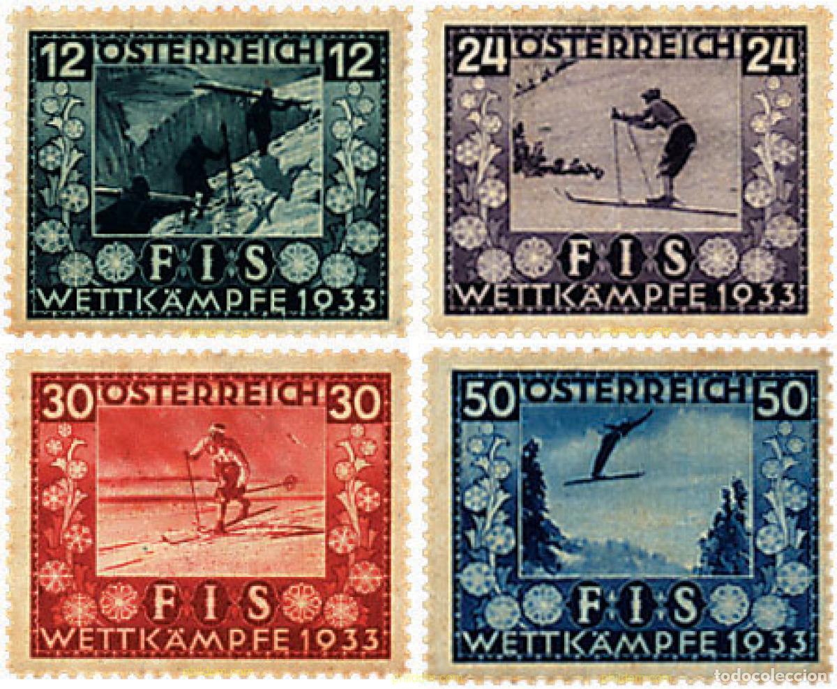 Sellos: 68569 MNH AUSTRIA 1933 CONGRESO DE LA FEDERACION INTERNACIONAL DE ESQUI EN INSBRUCK Y CAMPEONATOS D