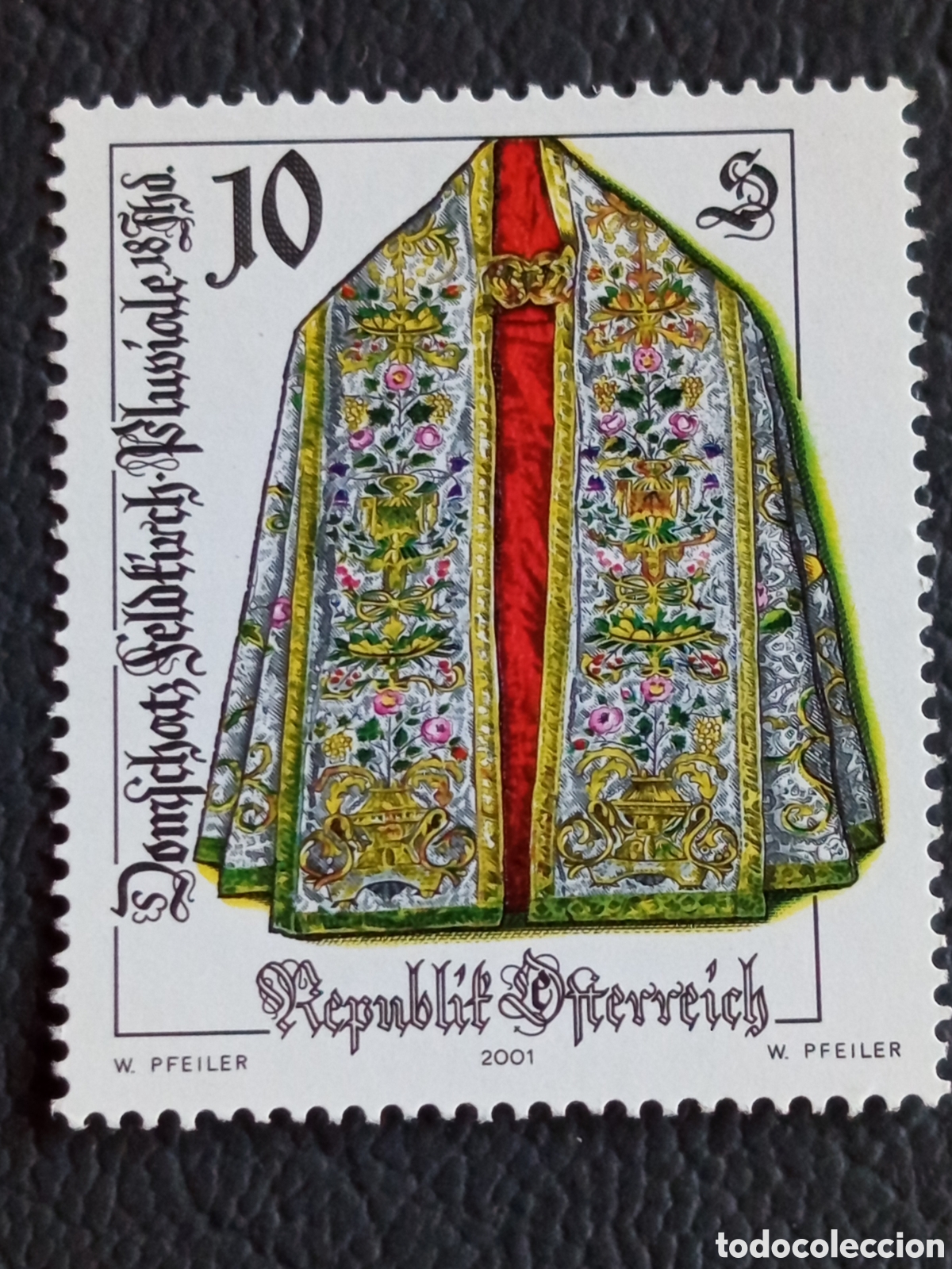 Sellos: Sello Austria 2001 Tesoros de la Iglesia Capa Pluvial Feldkirch 10S Cat#2358 MNH