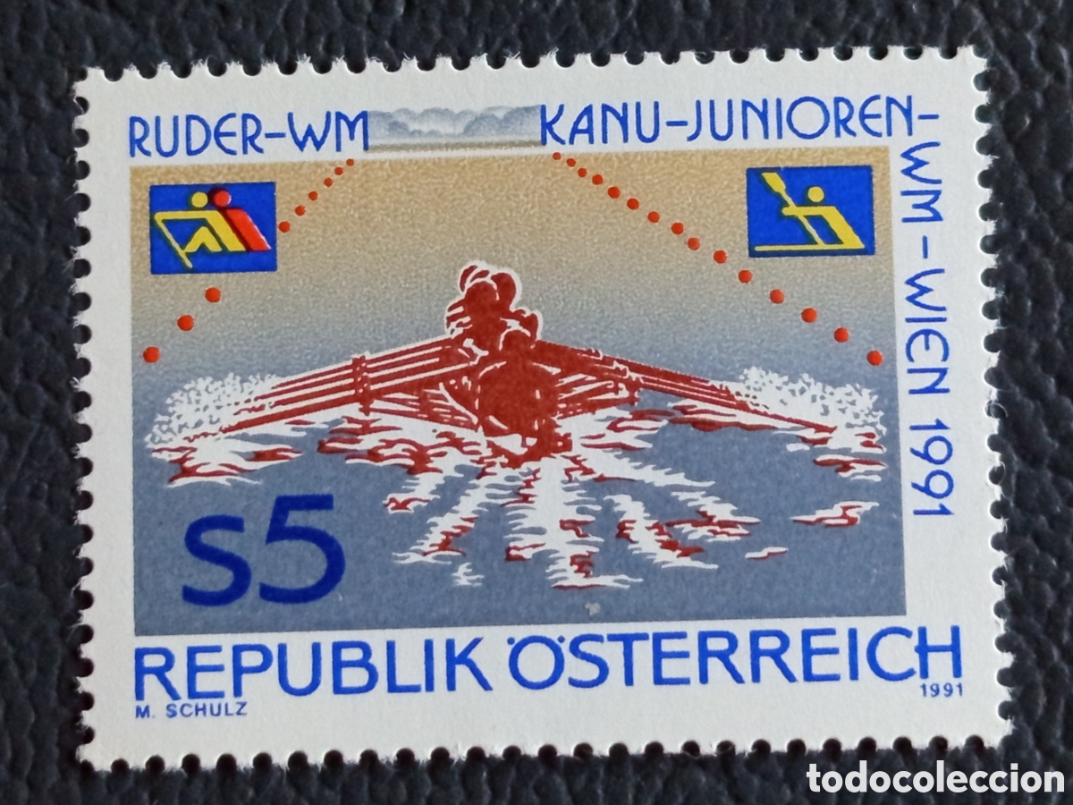 Sellos: Sello Austria 1991 Campeonato Mundial Remo y Piraguaismo Viena 5S Cat#2024 MNH