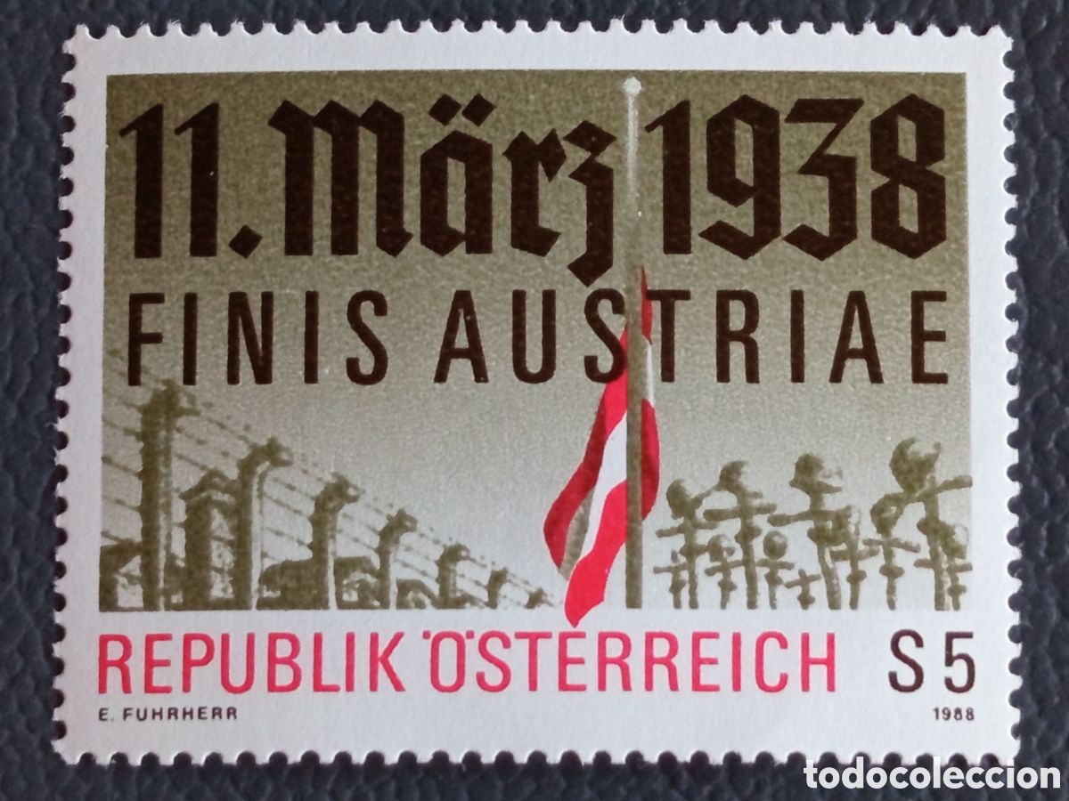 Sellos: Sello Austria 1988 Conmemorativo 11 Marz 1938 Finis Austriae 5S Cat#1914 MNH