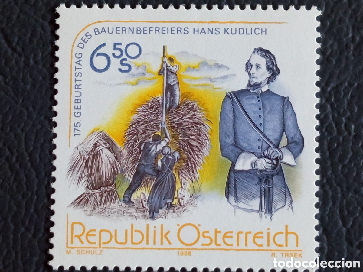 Sellos: Sello Austria 1998 175 Aniv Hans Kudlich Libertador Campesinos 6,50S Cat#2243 MNH