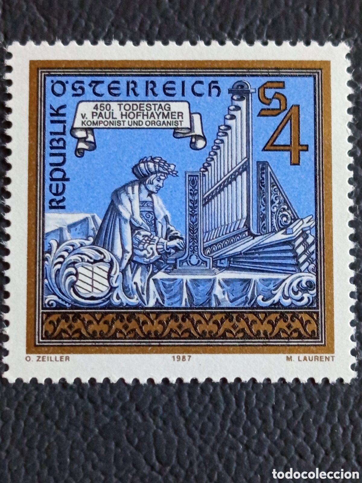 Sellos: Sello Austria 1987 Compositor Paul Hofhaymer 450 Aniversario Fallecimiento 4S MNH