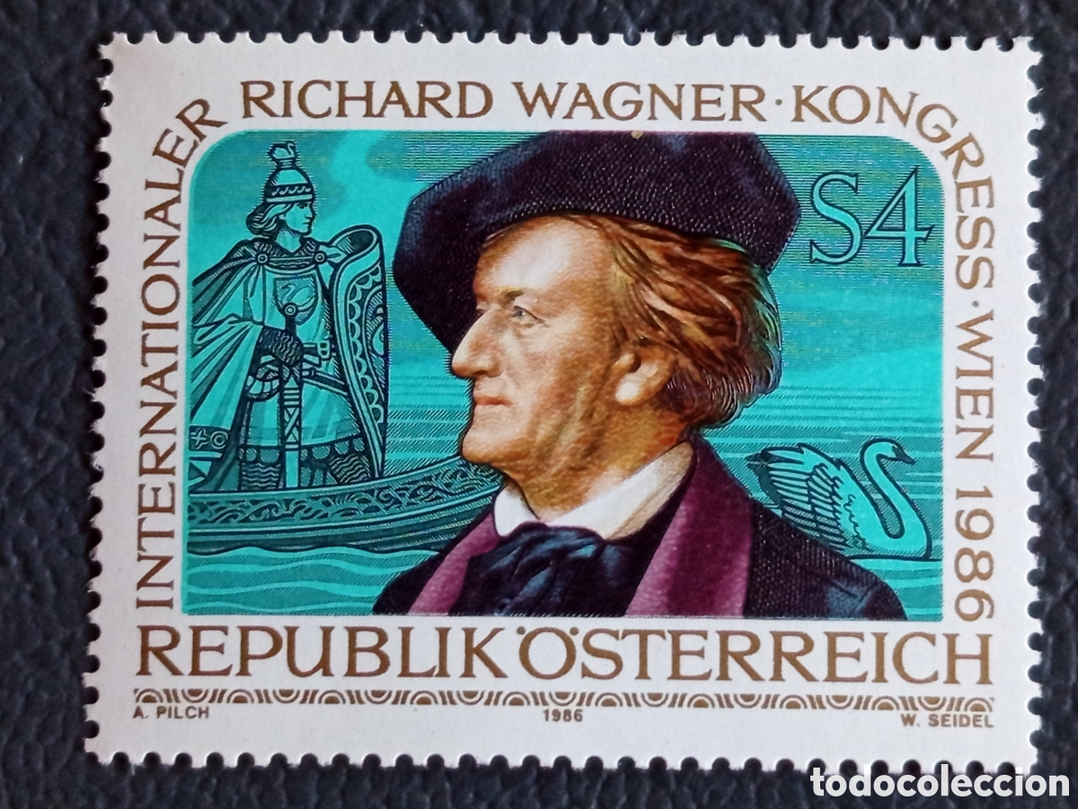 Sellos: Sello Austria 1986 Congreso Internacional Richard Wagner Viena 4S Cat#1860 MNH