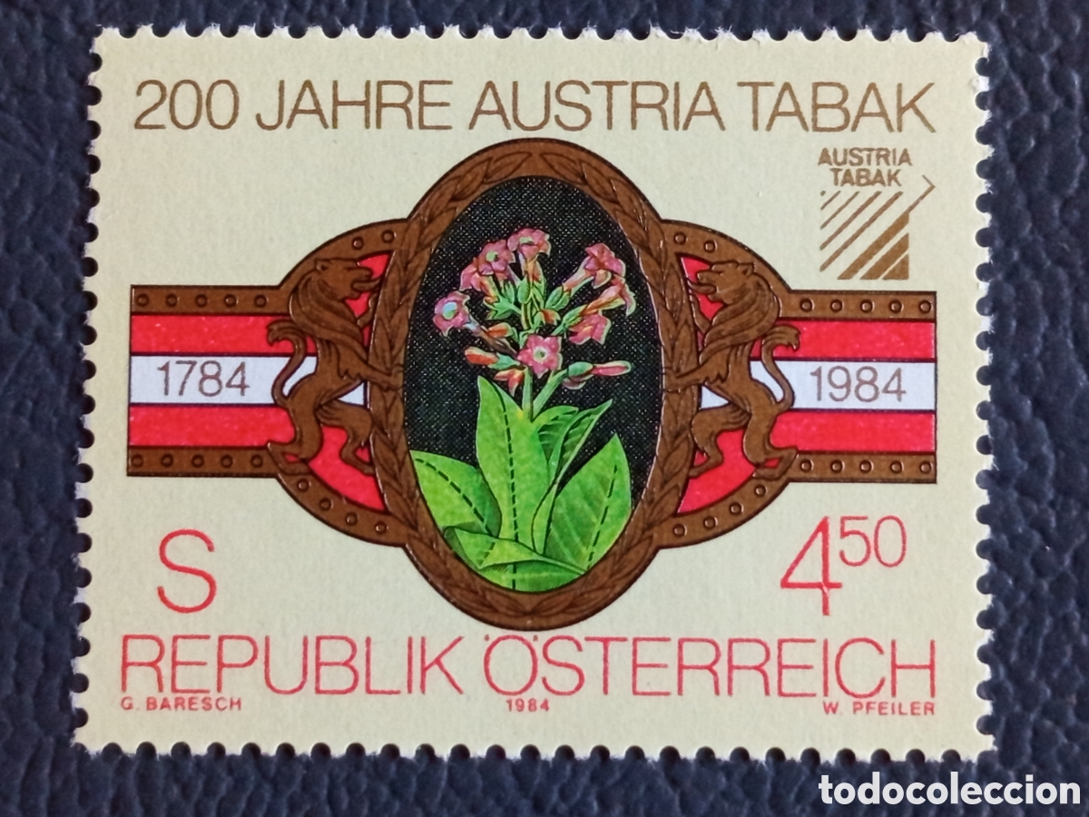 Sellos: Sello Austria 1984 Bicentenario Austria Tabak Planta Flor 4.50S Mi#1781 MNH