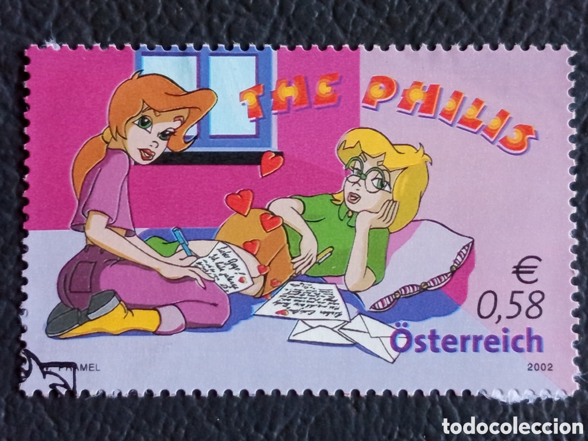 Sellos: Sello Austria 2002 Comic The Philis Escribiendo Cartas 0,58&euro; Cat#2394 MH