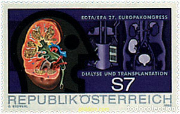 Sellos: 121051 MNH AUSTRIA 1990 27 CONGRESO DE LA SOCIEDAD EUROPEA DE DIALISIS Y TRASPLANTE RENAL