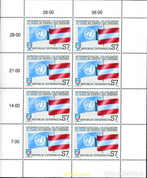 Sellos: 282113 MNH AUSTRIA 1990 30 ANIVERSARIO DE LA PRESENCIA DE SOLDADOS AUSTRIACOS EN EL SENO DE LOS CAS