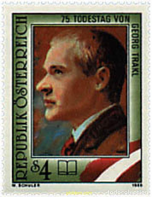 Sellos: 287216 MNH AUSTRIA 1989 75 ANIVERSARIO DE LA MUERTE DE GEORG TRAKL Y 150 DEL NACIMIENTO DE LUDWIG A