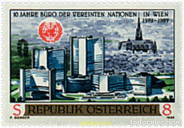 Sellos: 121018 MNH AUSTRIA 1989 10 ANIVERSARIO DEL CENTRO DE LAS NACIONES UNIDAS EN VIENA