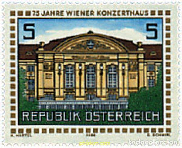 Sellos: 120979 MNH AUSTRIA 1988 75 ANIVERSARIO DE LA SALA DE CONCIERTOS DE VIENA