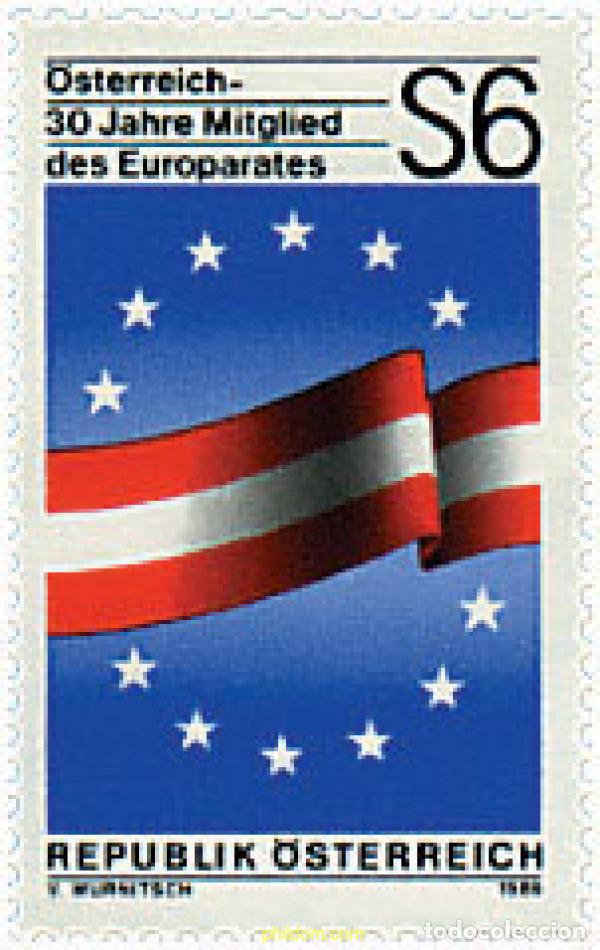 Timbres: 120860 MNH AUSTRIA 1986 30 ANIVERSARIO DE LA ADHESION DE AUSTRIA AL CONSEJO DE EUROPA