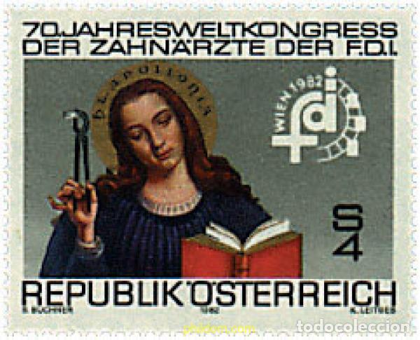 Stamps: 120407 MNH AUSTRIA 1982 70 CONGRESO MUNDIAL ANUAL DE LA FEDERACION DENTAL INTERNACIONAL