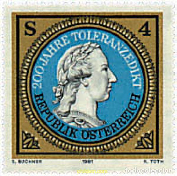Briefmarken: 120349 MNH AUSTRIA 1981 200 ANIVERSARIO DE LA PROMULGACION DEL EDICTO SOBRE LA TOLERANCIA