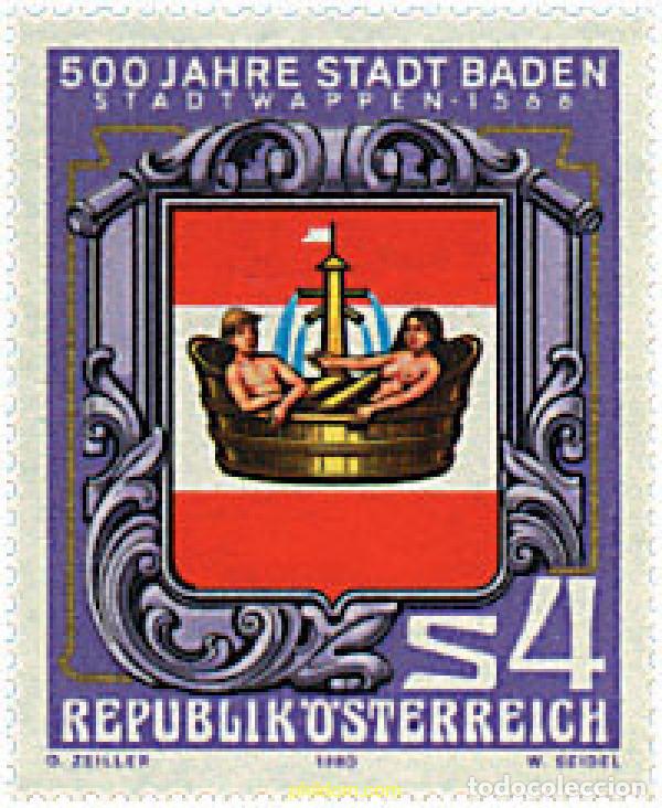 Sellos: 120206 MNH AUSTRIA 1980 5 CENTENARIO DE LA CIUDAD DE BADEN