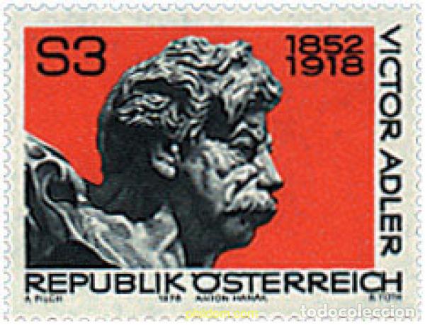 Sellos: 69117 MNH AUSTRIA 1978 60 ANIVERSARIO DE LA MUERTE DE VIKTOR ADLER