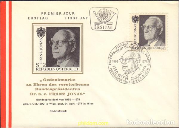 Sellos: 369020 MNH AUSTRIA 1974 HOMENAJE AL PRESIDENTE FRANZ JONAS